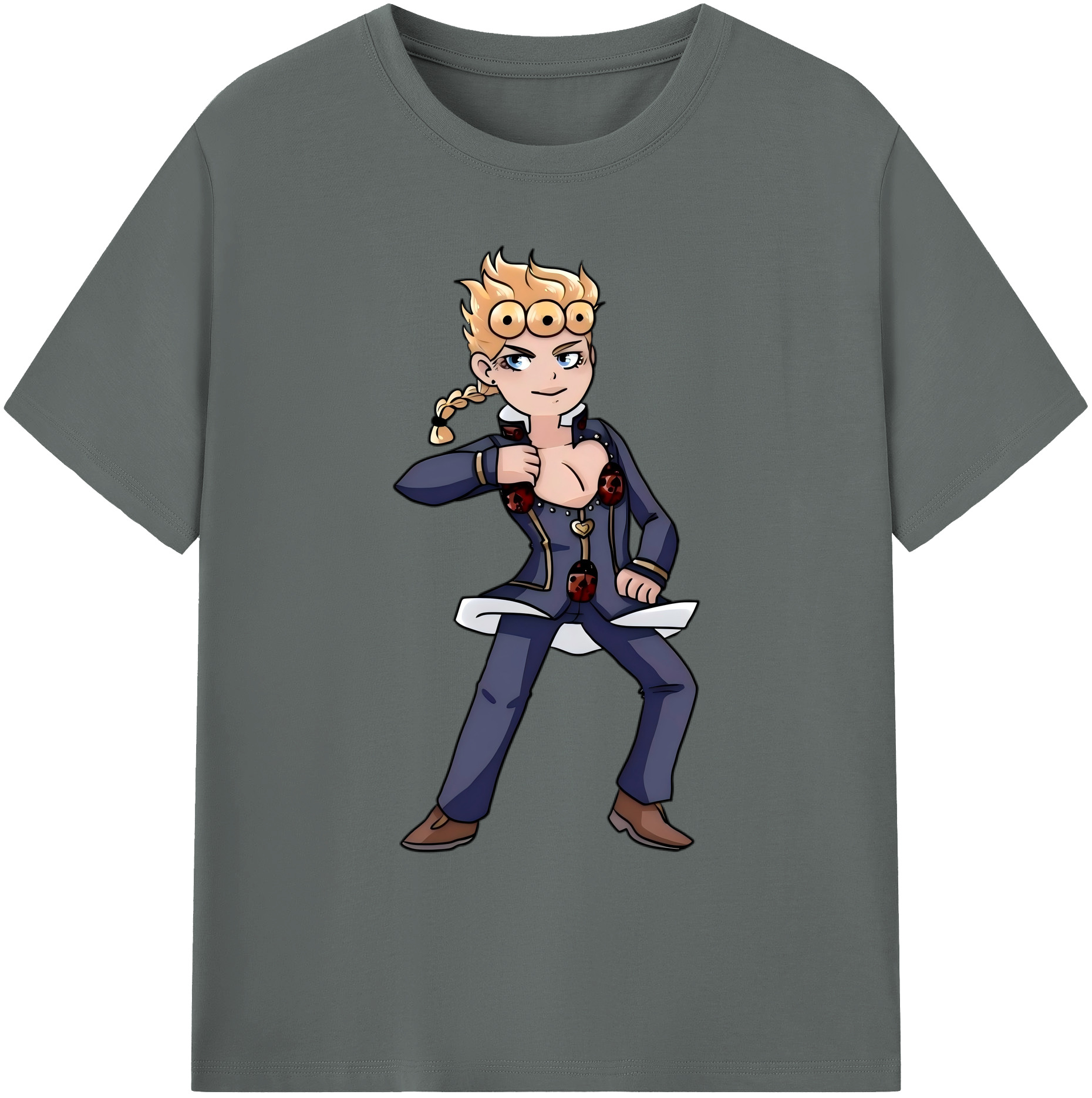 （画像用） ジョジョの奇妙な冒険 ジョルノ?ジョバァーナ JoJo's Bizarre Adventure Giorno Giovanna 綿100％ メンズ半袖Tシャツ｜肌触りやわらか＆通気性
